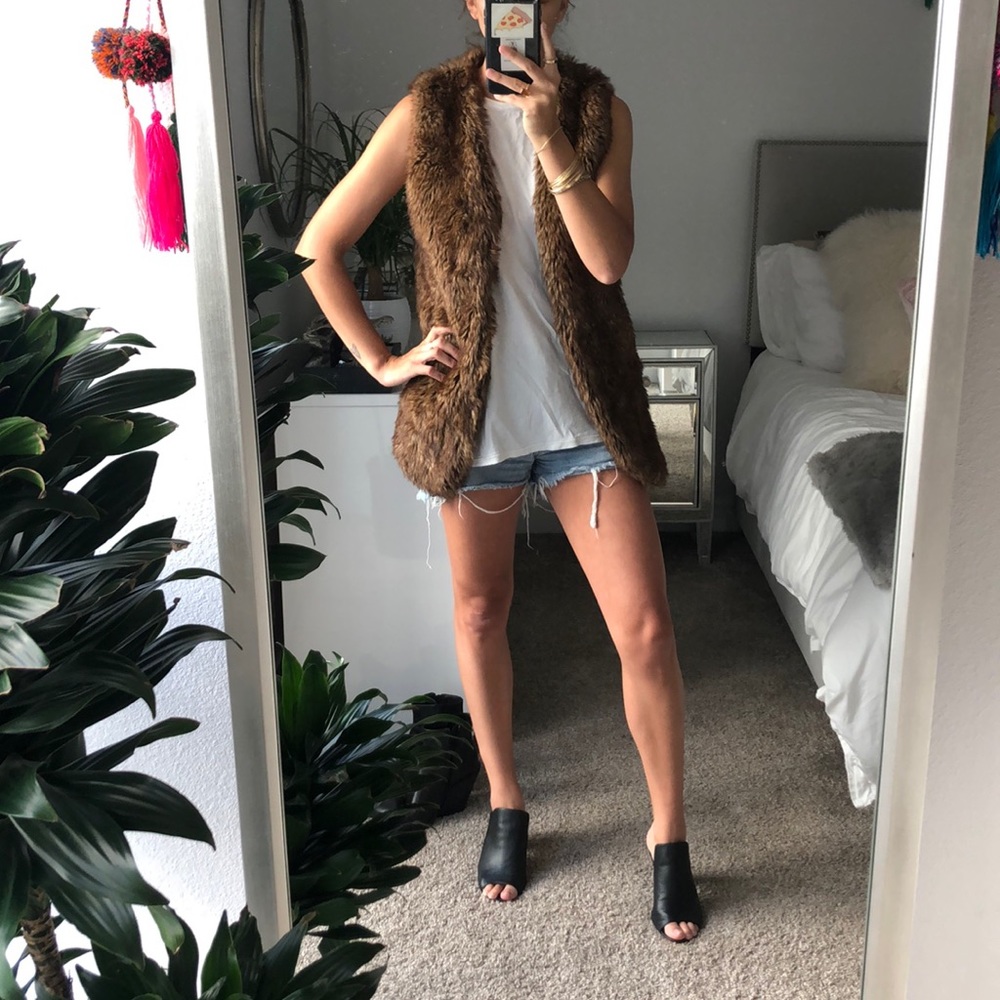 Brown faux fur vest
